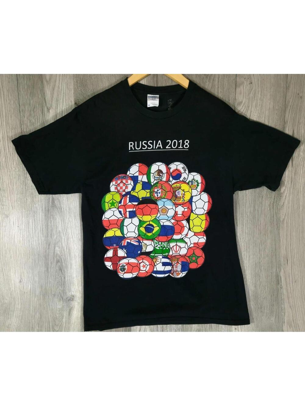 2018 World Cup Soccer Flags Tee Black Port & Company #6